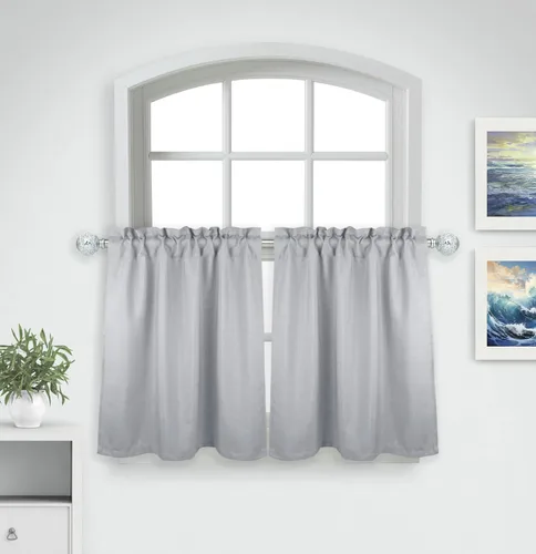 Vista 6 de Aiking Home Cenefas de ventana – 2 paneles de poliéster sólido cenefas de cocina con bolsillo para barra de 2.5 pulgadas para ventanas pequeñas