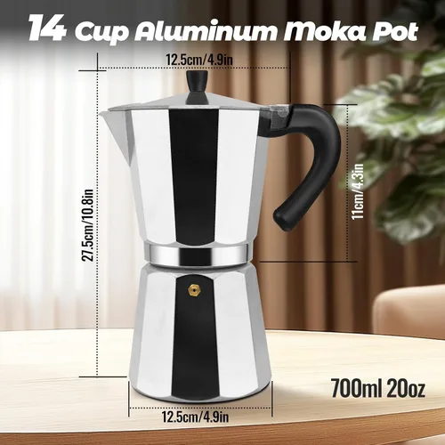 Vista 47 de Cafetera clásica de aluminio para 3 tazas Azul