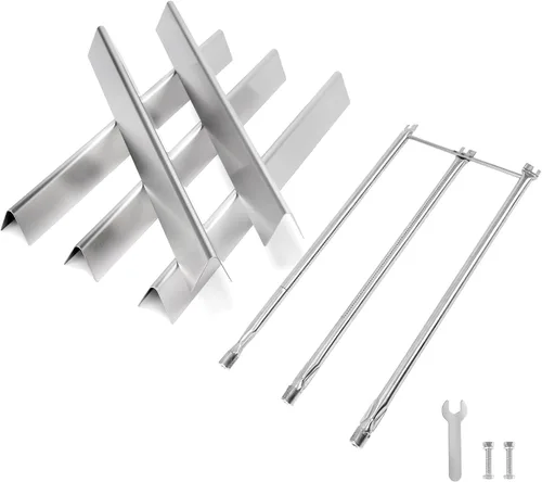 Vista 31 de QuliMetal 44.5 cm SUS304 Barras Aromatizadoras y Deflectores de Calor para Parrillas Weber Genesis 300 Series, Compatibles con Genesis E310 E320