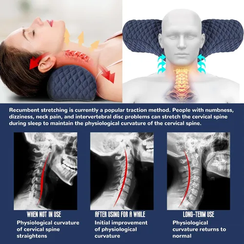 Vista 2 de Almohada cervical para dormir, almohada cervical de espuma viscoelástica para aliviar el dolor de cuello rígido, almohada de apoyo cervical