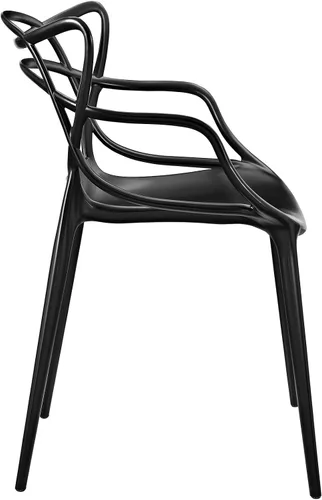 Vista 5 de Modway Enredado Moderno Moldeado Plástico Silla de Cocina y Comedor en Negro - Totalmente Montada