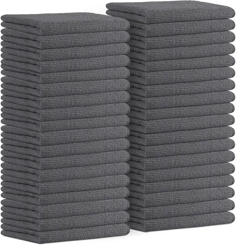Vista 13 de Avalon Towels Paños de limpieza de microfibra (paquete de 48) – Tamaño 16 x 16 pulgadas, trapos de limpieza altamente absorbentes, sin pelusa Negro