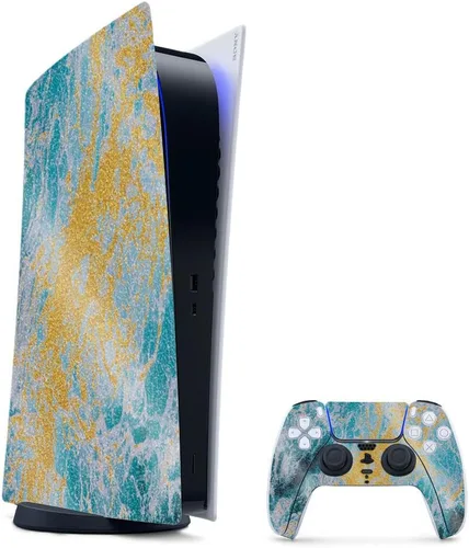 Vista 5 de MightySkins - Skin para juegos con purpurina brillante para PS5 y PlayStation 5, ágata amatista, acabado duradero con purpurina de alto brillo