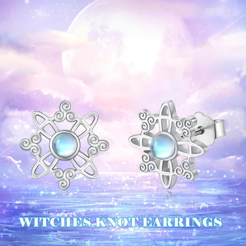 Vista 7 de CelticWitch Earrings 925 Sterling Silver Witches Knot Earrings Jewelry Celtic Gifts for Women Girls