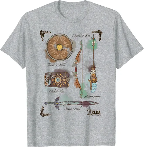 Vista 3 de Zelda Breath of The Wild Link Inventory - Camiseta gráfica Gris Oscuro