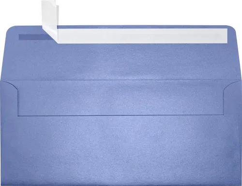 Vista 2 de LUXPaper Sobres comerciales #10 Despegar y prensar 4 1/8 pulgadas x 9 1/2 pulgadas aguamarina metálica Texto de 80 libras 50