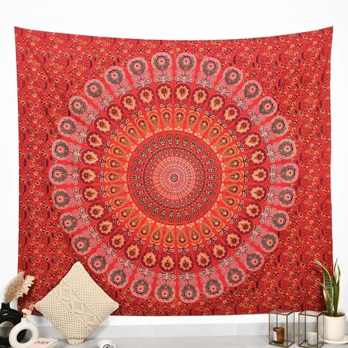 Vista 21 de Tapiz para pared con diseño hippie de mandala, bohemia e hindú Azul y verde