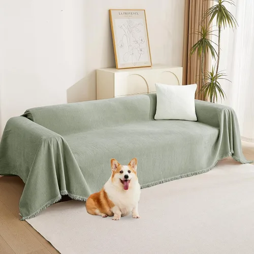 Vista 10 de MYSKY HOME - Funda extragrande para sillón de 1 cojín, lavable, protector de sofá con borlas, para mascotas y niños, 71 x 91 pulgadas, color beige