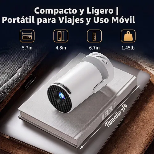 Vista 6 de Mini proyector con WiFi y Bluetooth, proyector portátil compatible con altavoz base de sonido de 5 W, 170 ANSI, Keystone vertical automático