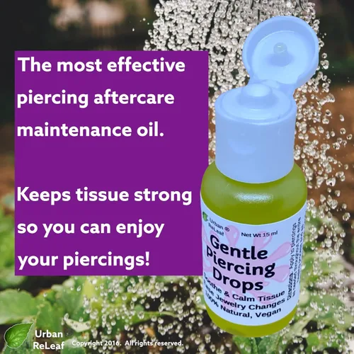 Vista 3 de Urban ReLeaf Gotas de perforación suaves: calma y calma el tejido, facilita los cambios de joyería, 100% natural, vegano. Perfecto para pieles
