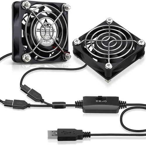 Vista 14 de GDSTIME Ventiladores USB duales de 1.575 in con control de 3 velocidades 5V