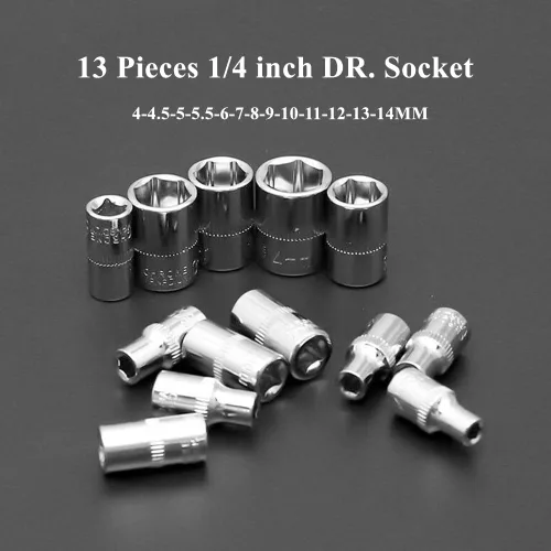 Vista 3 de FLZOSPER Juego de 46 piezas de 1/4 de pulgada y 45 dientes con llave de trinquete reversible, kit de herramientas para reparación automática y hogar