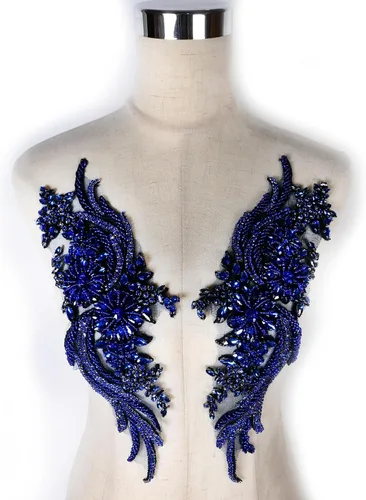 Vista 21 de Parches de Apliques de Ropa DIY con Cuentas de Pedrería Hechos a Mano, Aplique con Cuentas para Decoración de Vestido de Novia Color Verde Oscuro AB