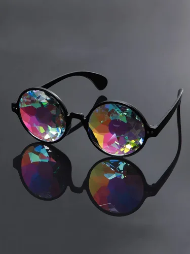 Vista 3 de Yaomiao Gafas de sol de caleidoscopio para rave, 3 piezas, gafas de sol de caleidoscopio, lentes de difracción, prisma arco iris