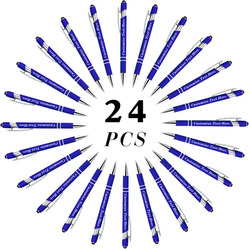 Vista 111 de Bolígrafos personalizados a granel con punta de lápiz capacitivo, 12 bolígrafos personalizados con logotipo de mensaje con nombre, bolígrafos