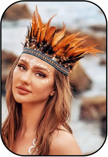 Vista 8 de Diadema de plumas, tocado indio, tocado de corona, tocado de carnaval, accesorios para el cabello para mujer