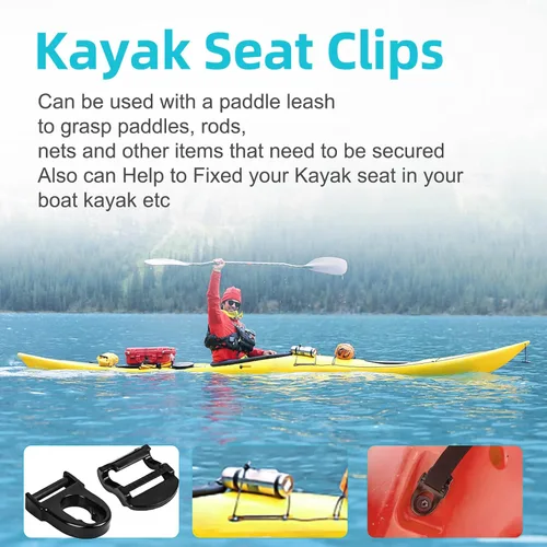 Vista 4 de Kit de reparación de asiento de kayak para correa de asiento de emoción de por vida, clips y ganchos para ajuste