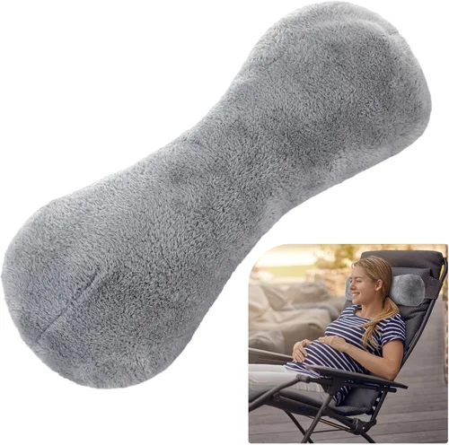 Vista 8 de Colingmill 1 almohada de cuello para reposacabezas reclinable, almohada en forma de hueso, felpa con correa ajustable, soporte para el cuello y Negro