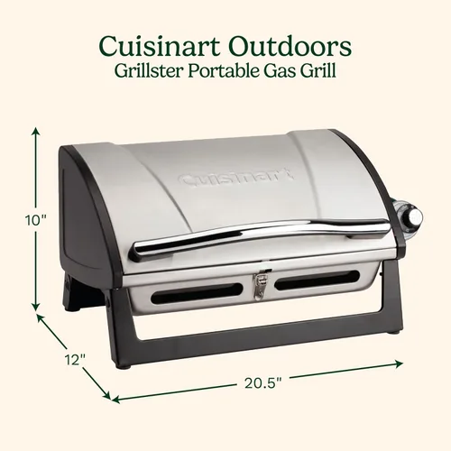 Vista 2 de Cuisinart Parrilla de gas con tapa de bloqueo, portátil, 8,000 BTU, 10