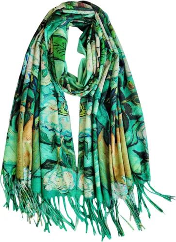 Vista 20 de VENVSBEE Reversible Scarf Soft Large Shawl Wrap Blanket Double Sided Art Print Warm Stoles Klimt Van Gogh Gifts Arte 01