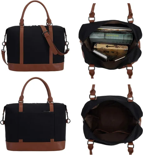 Vista 28 de BLUBOON Bolsas de viaje con cremallera, bolsa de lona para mujer, bolsa de fin de semana para mujer, bolsa de lona para llevar en la bolsa de lona