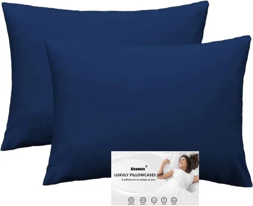 Vista 8 de Juego de 2 fundas de almohada negras de tamaño Queen estándar, fundas de almohada de algodón suave con cierre de sobre, resistentes al encogimiento