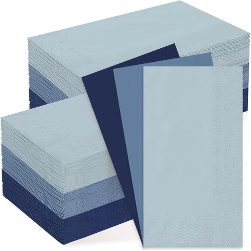 Vista 10 de Whaline Paquete de 150 Servilletas de Papel Azules de 6.5 x 6.5 Pulgadas, 3 Colores, Servilletas de Almuerzo con Temática Azul, Servilletas de Papel