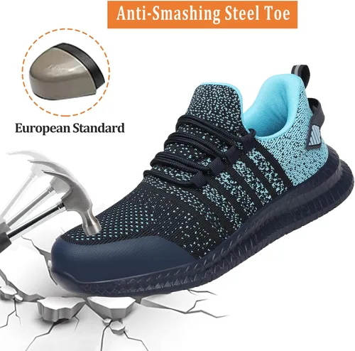 Vista 2 de Zapatos de punta de acero para hombres y mujeres, cómodos, ligeros, zapatos de seguridad para el trabajo, a prueba de pinchazos, antideslizantes