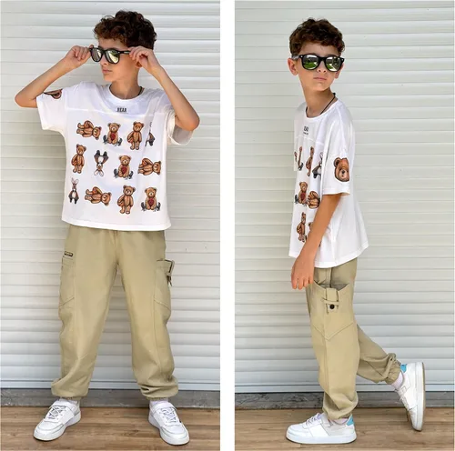 Vista 6 de Rolanko Pantalones cargo para niños, casuales, con cintura elástica, para senderismo, holgados, para exteriores, 4-14 años