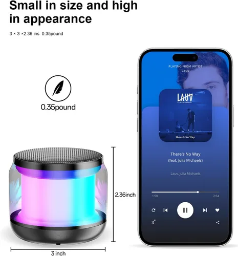 Vista 8 de NOTOKA Mini Altavoces Portátiles Bluetooth Inalámbricos, Emparejamiento TWS, Pequeño Altavoz Bluetooth con Luces y Cordón, Regalos