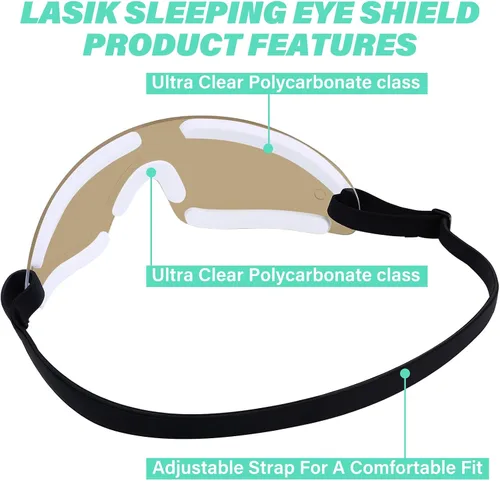 Vista 5 de Kingdder Escudo de ojos marrón para dormir gafas protectoras con correa ajustable y acolchado suave, sensibilidad de los ojos a la luz, bolsa