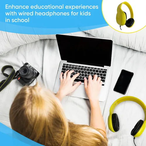 Vista 7 de Paquete de 5 auriculares de cuero con cable sobre la oreja con conector de 3.5mm, carcasa metálica ovalada, negro