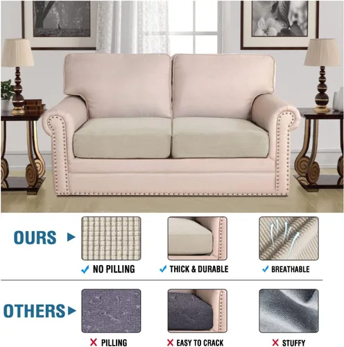 Vista 204 de H.VERSAILTEX Fundas de Cojín de Asiento Individuales Super Elásticas Fundas de Sofá Fundas de Cojín de Sofá Fundas Deslizables Juegos Tela de Sarga
