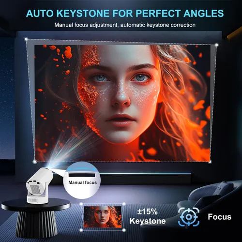 Vista 6 de Mini proyector portátil con aplicación TranScreen, proyector de película inteligente para TV Stick, teléfono inteligente, iPhone y USB, soporte 4K