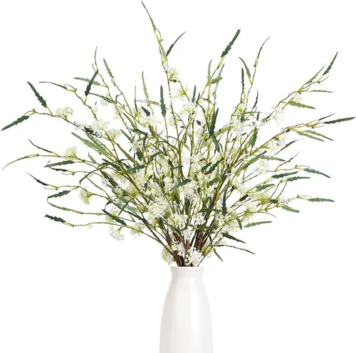 Vista 11 de Melorca&Guilla Plantas Artificiales, 3PCS 43.3" Eucalipto Verde Grande Falso Ramas Artificiales para Jarrón, Tallos de Vegetación Artificial