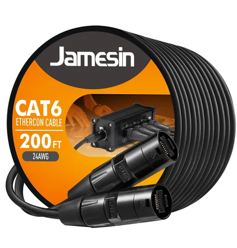 Vista 12 de Jamesin Cable Ethercon blindado CAT6, 15 pies, con Rj45 con arranque, Ethernet de bloqueo táctico y conectores Converta-Shell, para configuraciones