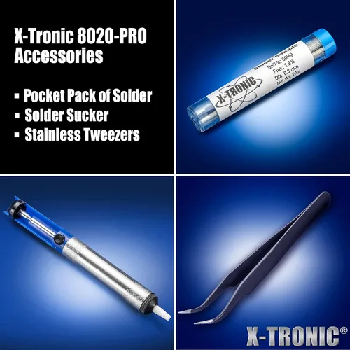 Vista 6 de X-TRONIC 8020-XTS Exclusivo para Estados Unidos - 2 en 1: estación digital de soldadura de hierro antiestática y pinza soldadora - Sin descarga