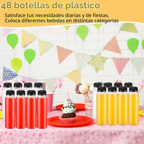 Vista 3 de Paquete de 48 botellas de jugo de 10 onzas con tapas, botellas de plástico
