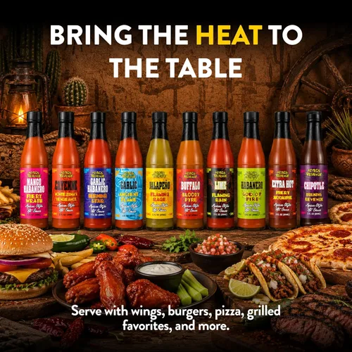Vista 5 de Set de regalo de variedad de salsa picante estilo mexicano Aztecs Revenge - 10 botellas de salsa picante