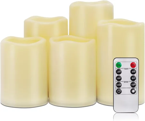 Vista 10 de Homemory paquete de 9 velas sin llama, impermeables para exteriores, velas LED acrílicas que funcionan con pilas, con control remoto y temporizador