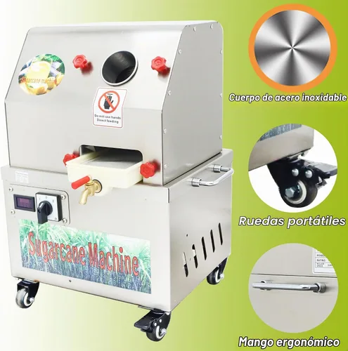 Vista 5 de Exprimidor eléctrico de caña de azúcar, exprimidor vertical de jugo de caña de azúcar, 3 rodillos de acero inoxidable, extractor de prensa de jugo