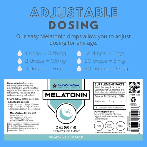 Vista 6 de FWS - Gotas de melatonina líquida para adultos y niños, 99% de melatonina bioactiva pura, orgánica, sin OMG, vegana, ingredientes mínimos