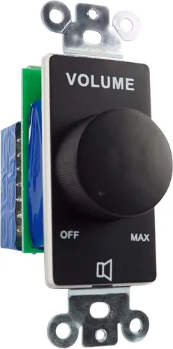 Vista 2 de Rockville VOL7035 Controlador de zona de control de volumen de pared negro de 35 W 70 V, atenuación de 11 pasos, acabado negro de 1 banda, diseño
