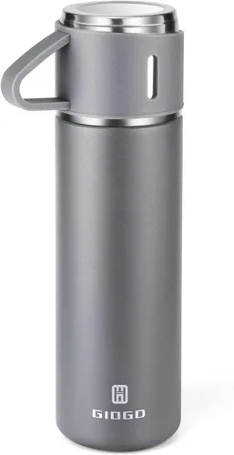 Vista 13 de Termo de acero inoxidable 500ml/16.9oz botella aislada al vacío con taza para café, bebidas calientes y bebidas frías, cantimplora de agua.