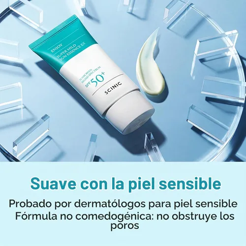 Vista 5 de SCINIC Enjoy Super Mild Sun Essence EX 1.69 fl oz (1.7 fl oz) SPF 50+ Protector solar ligero, de rápida absorción e hidratación, cuidado
