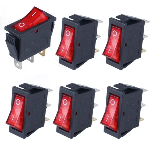 Vista 6 de DWMD - Interruptor oscilante rectangular para barco, 6 unidades, 2 pines, SPST, interruptor de palanca AC 250V/16A 125V/20A para automóvil, barco
