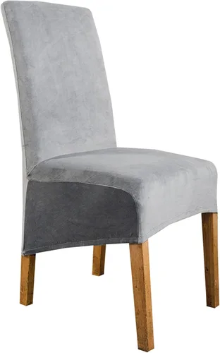 Vista 22 de Velvet Large Chair Covers, Soft Stretch Removable Seat Covers High Back Chairs Protector Slipcovers for Dining Room Decor (Black,Set of 2)