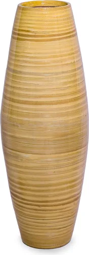 Vista 13 de Uniquewise Jarrón de bambú con forma de cilindro – Jarrón decorativo alto hecho a mano – Ideal para comedor, sala de estar y entrada, elegante pieza