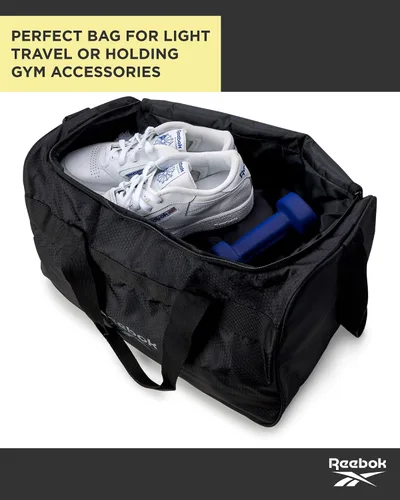 Vista 6 de Reebok Bolsa de lona - Bolsa de gimnasio para entrenamiento y viajes, bolsas de lona de tamaño pequeño para mujeres y hombres, Warrior II negro