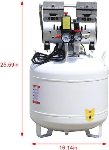 Vista 7 de compresor de aire médico dental portátil 40L, bomba de aire lubricada sin aceite silencioso